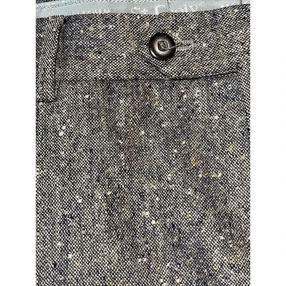 St Croix Donegal Tweed Pants Men 36 Speckled Wool Dress Pleated Cuffed Italy